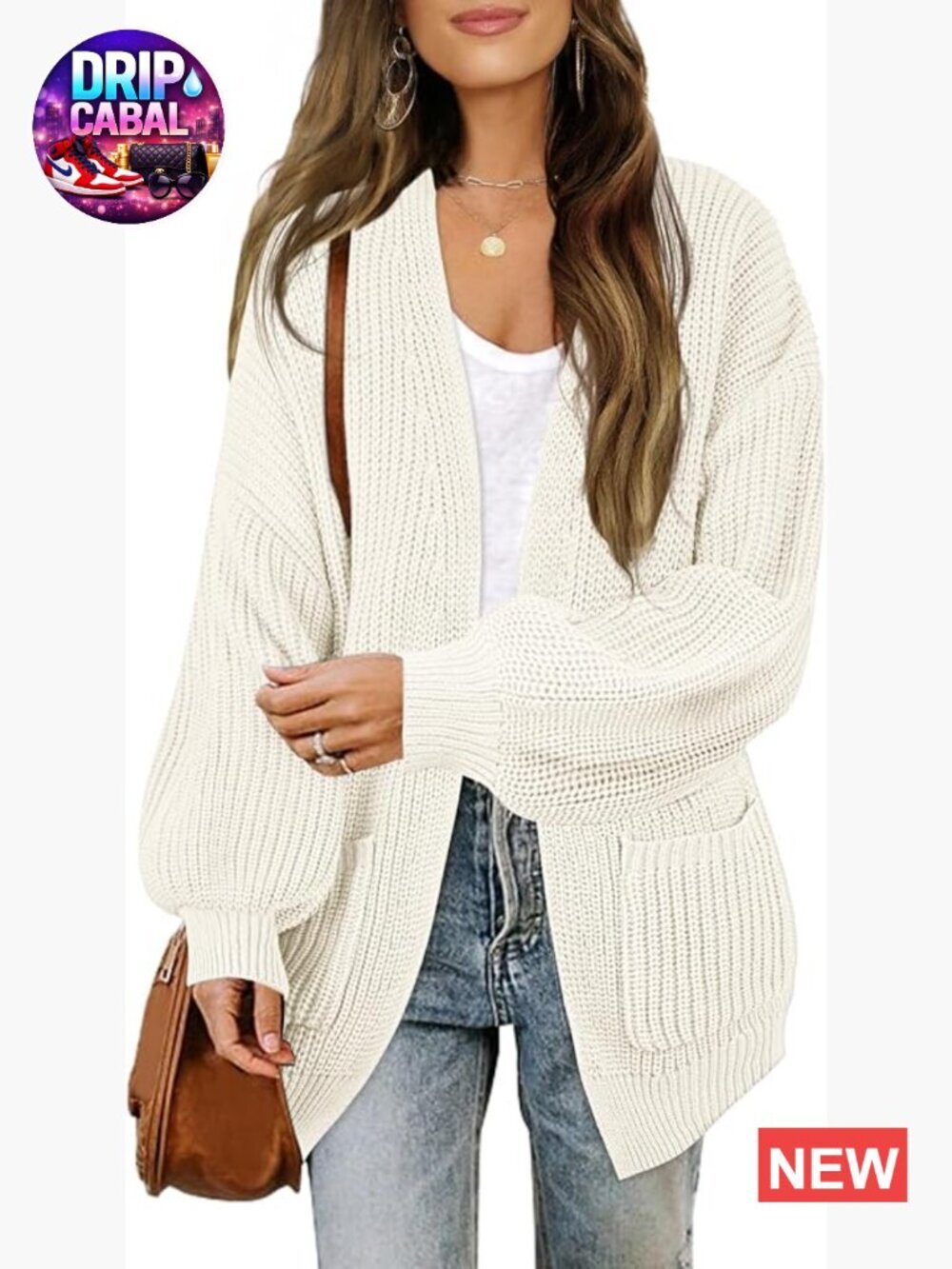 Oversized Chunky Knit Long Sleeve Cardigan Sweater with Pockets